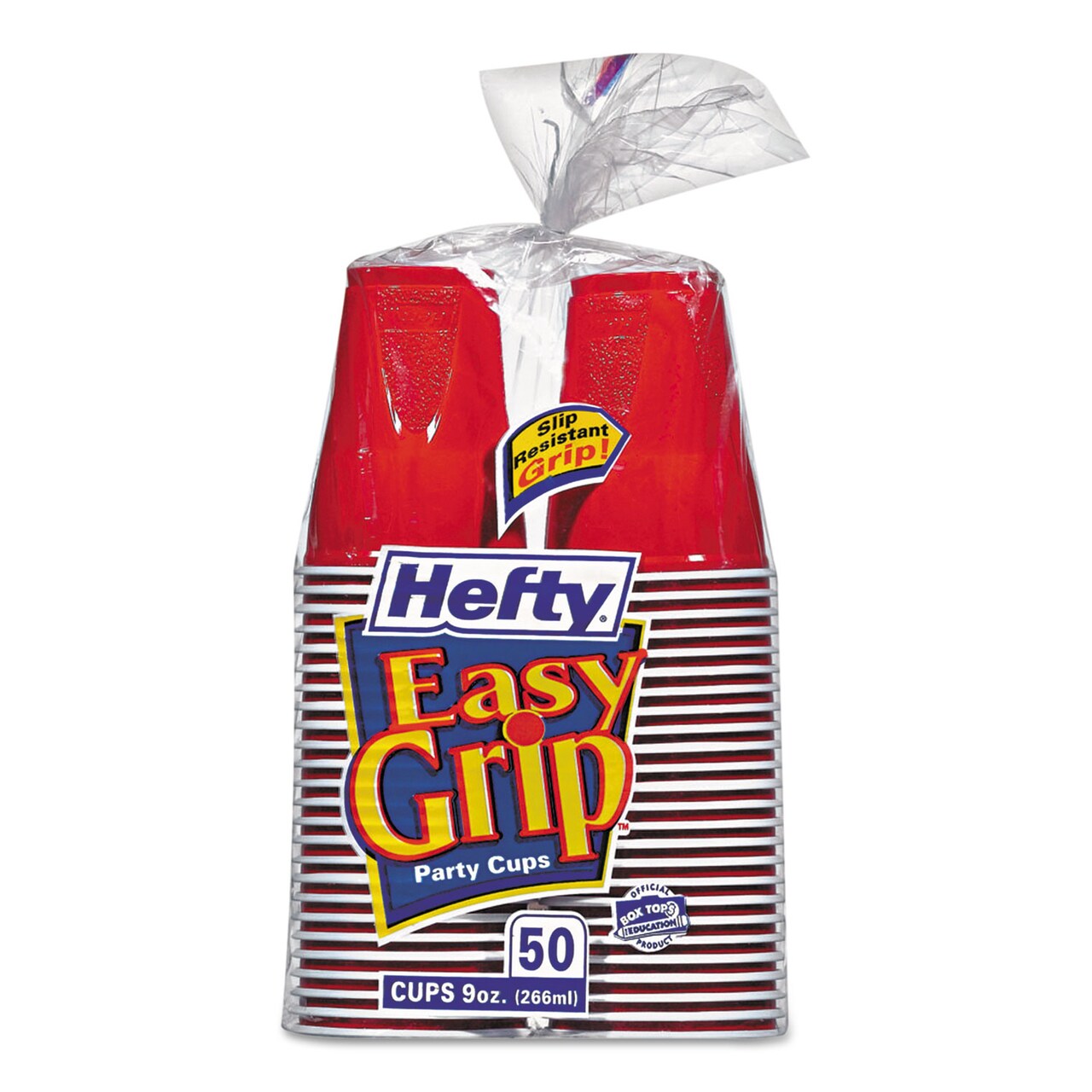 Hefty Easy Grip Disposable Plastic Party Cups, 9 oz, Red, 50/Pack